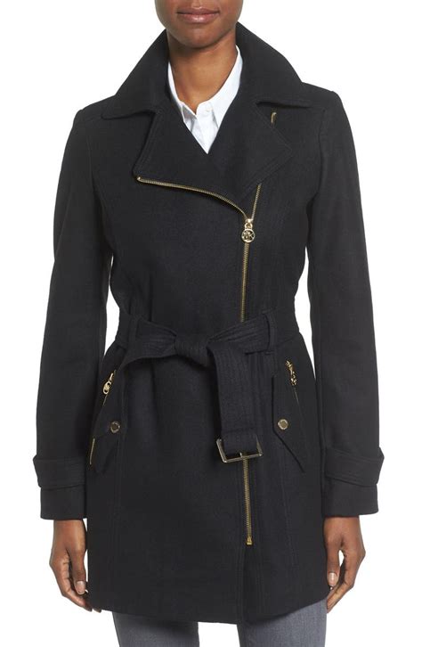 michael michael kors asymmetrical belted coat|michael kors wool blend.